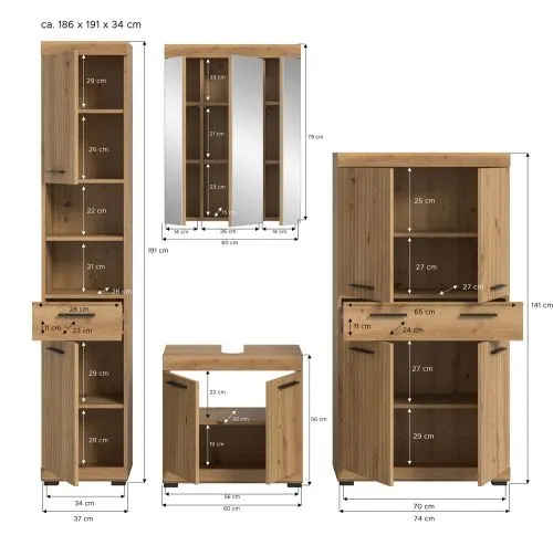 Badezimmer-Set Scout 3 | Artisan Eiche | 4-teilig