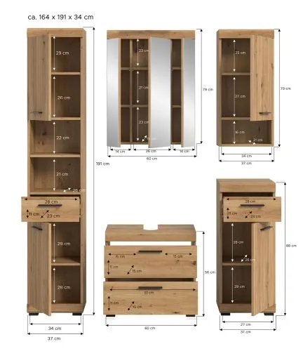 Badezimmer-Set Scout 3 | Artisan Eiche | 5-teilig