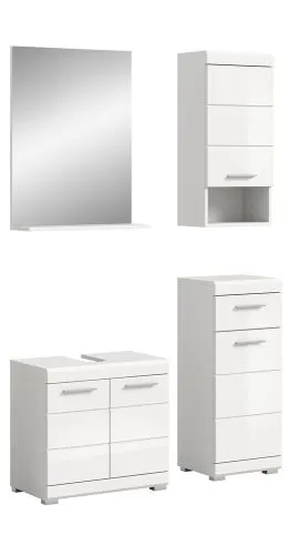 Badezimmer-Set Scout 3 | weiß Hochglanz / weiß | 4-teilig | optional Aufsatzleuchte
