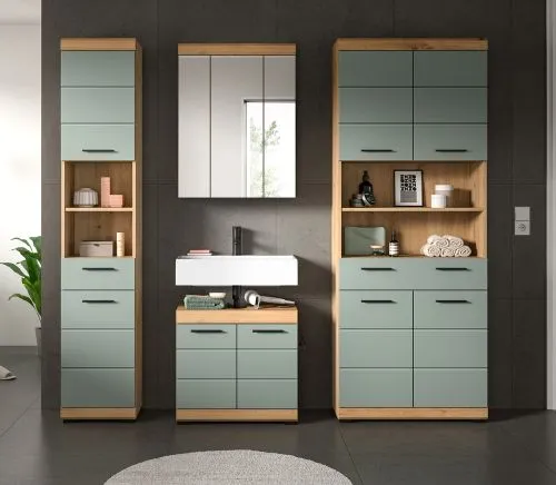 Badezimmer-Set Scout 4 | Salbei / Artisan Eiche | 4-teilig | optional Aufsatzleuchte