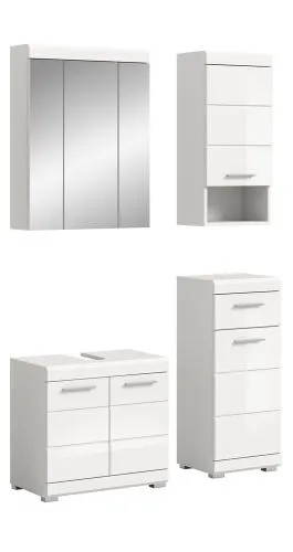 Badezimmer-Set Scout 4 | weiß Hochglanz / weiß | 4-teilig | optional Aufsatzleuchte