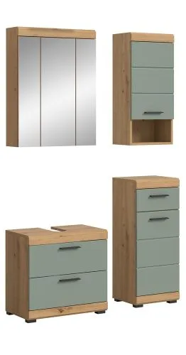 Badezimmer-Set Scout 6 | Salbei / Artisan Eiche | 4-teilig | optional Aufsatzleuchte