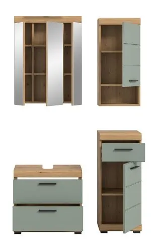 Badezimmer-Set Scout 6 | Salbei / Artisan Eiche | 4-teilig | optional Aufsatzleuchte