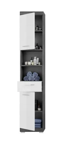 Badezimmer-Set Scout 6 | weiß Hochglanz / rauchsilber | 4-teilig | LED Beleuchtung