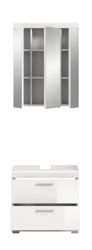 Badezimmer-Set Scout 6 | weiß Hochglanz / weiß | 2-teilig | optional Aufsatzleuchte