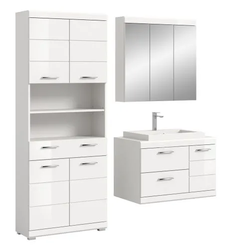 Badezimmer-Set Scout 6 | weiß Hochglanz / weiß | 3-teilig