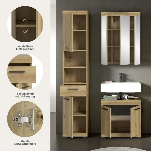 Badezimmer-Set Scout | Artisan Eiche | 3-teilig mit Aufsatzleuchte