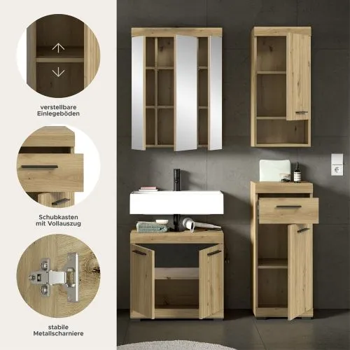 Badezimmer-Set Scout | Artisan Eiche | 4-teilig mit Aufsatzleuchte