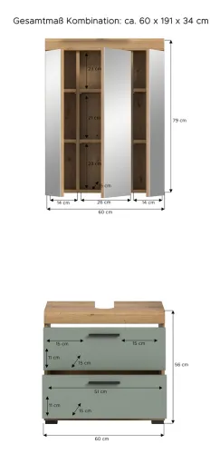 Badezimmer-Set Scout 6 | Salbei / Artisan Eiche | 2-teilig