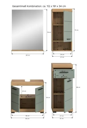 Badezimmer-Set Scout | Salbei / Artisan Eiche | 4-teilig 2a