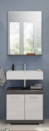 Badezimmer-Set Scout 8 | weiß Hochglanz / rauchsilber | 2-teilig