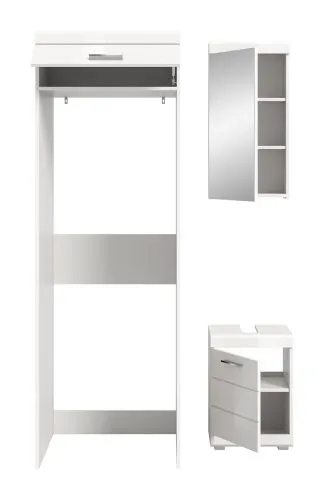Badezimmer-Set Scout | weiß Hochglanz / weiß | 3-teilig