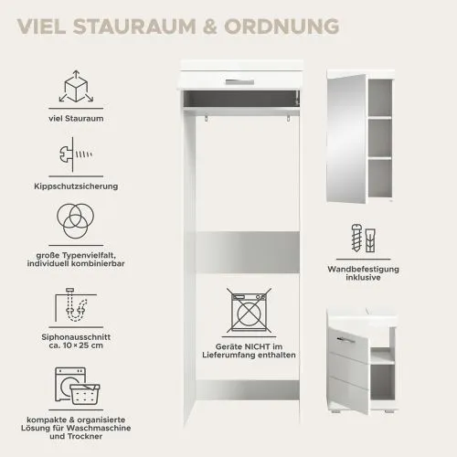 Badezimmer-Set Scout | weiß Hochglanz / weiß | 3-teilig