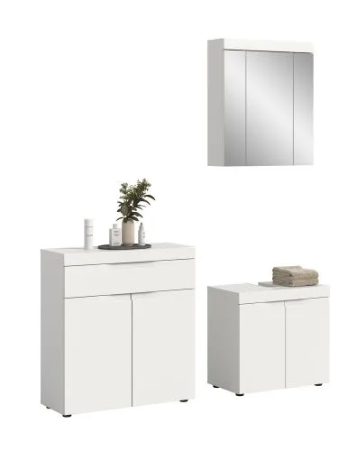 Badezimmer-Set Viana 1 | 3-teilig | weiß mit Badaufsatzleuchte