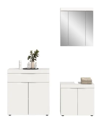 Badezimmer-Set Viana 1 | 3-teilig | weiß mit Badaufsatzleuchte