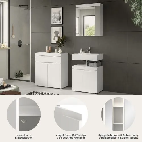 Badezimmer-Set Viana 1 | 3-teilig | weiß ohne Badaufsatzleuchte