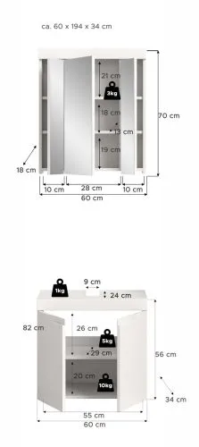 Badezimmer Set Viana | 2-teilig | weiß