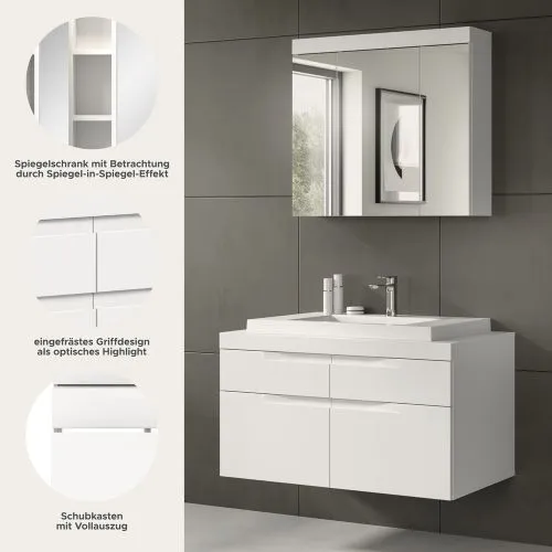 Badezimmer Set Viana | 2-teilig | weiß | inkl. Waschbecken