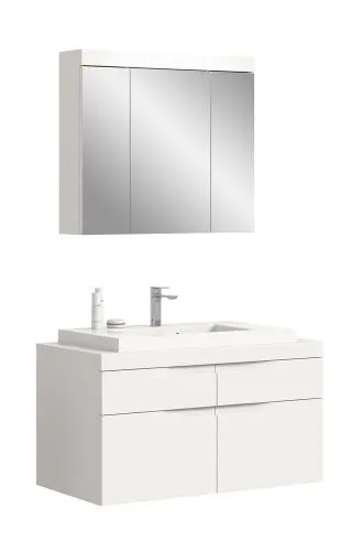 Badezimmer Set Viana | 2-teilig | weiß | inkl. Waschbecken mit Aufsatzleuchte