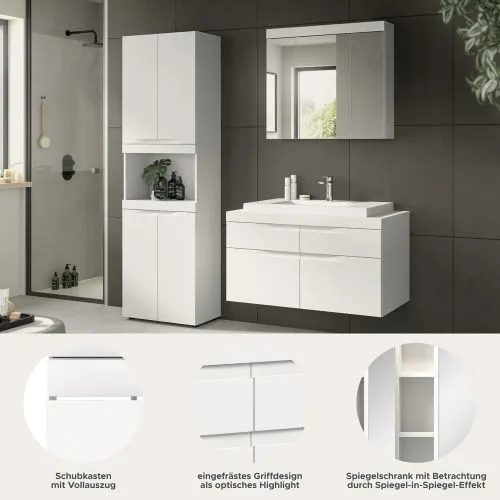 Badezimmer Set Viana 3 | 3-teilig | weiß | inkl. Waschbecken