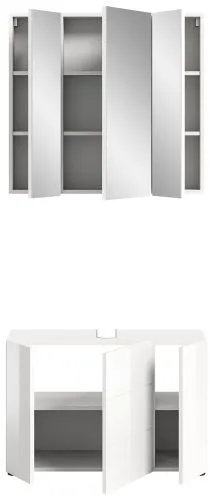 Badezimmer-Set Vira 2 | weiß Hochglanz | 2-teilig | inkl. LED Beleuchtung
