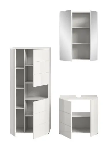 Badezimmer-Set Vira | 3-teilig | weiß / weiß Hochglanz 2