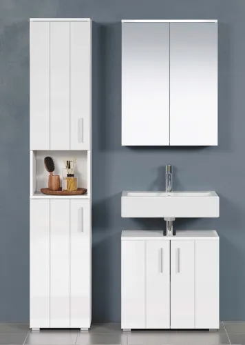 Badezimmer-Set Wons | weiß Hochglanz | 3-teilig ohne Beleuchtung
