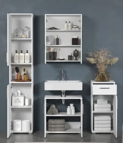 Badezimmer-Set Wons | weiß Hochglanz | 4-teilig