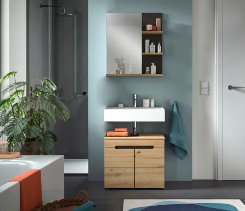 Badezimmer Spiegel Canu | Artisan Eiche / Basalt grau