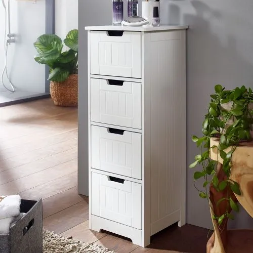 Badezimmerschrank Luis | mit Schubläden | weiß matt