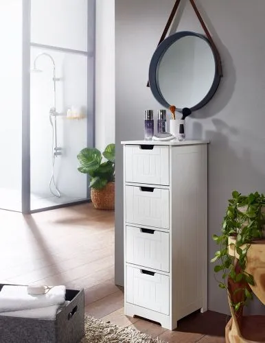 Badezimmerschrank Luis | mit Schubläden | weiß matt