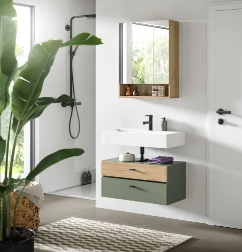 Badkombination Bad Set Aqua | 2-teilig | Sage Green / Evoke Oak mit