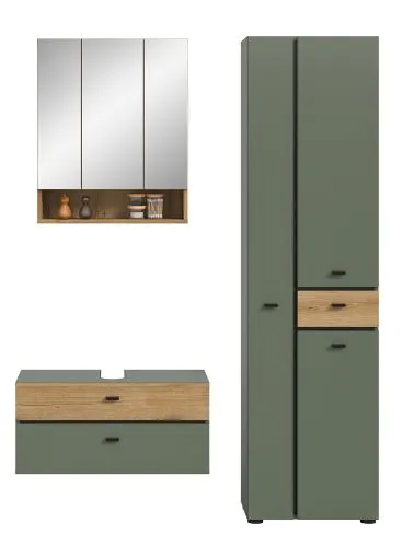Badkombination Bad Set Aqua | 3-teilig | Sage Green / Evoke Oak mit