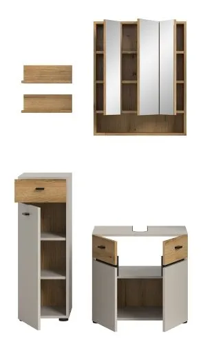 Badkombination Bad Set Aqua | 4-teilig | Kaschmir / Evoke Oak