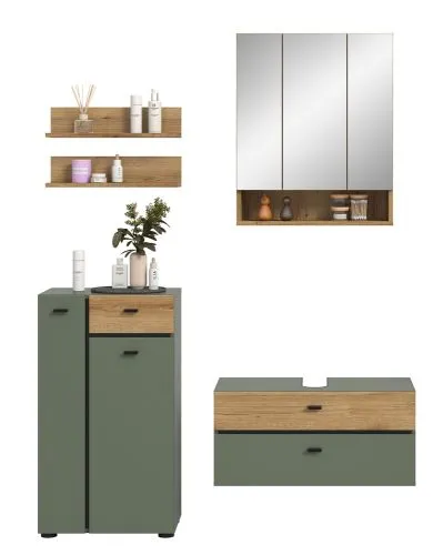 Badkombination Bad Set Aqua | 4-teilig | Sage Green / Evoke Oak