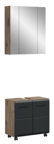 Badkombination Bad Set Ice auf Rollen | 2-teilig | Nox Oak / schwarz