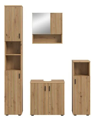 Badkombination Mone 1 | 4-teilig | Artisan Oak mit Aufsatzleuchte