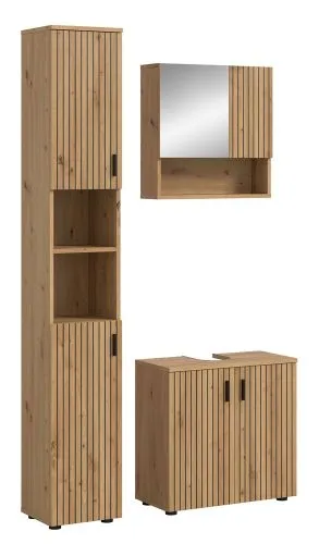 Badkombination Mone 2 | 3-teilig | Artisan Oak mit Aufsatzleuchte