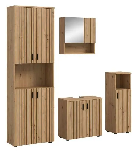 Badkombination Mone | 4-teilig | Artisan Oak mit Aufsatzleuchte