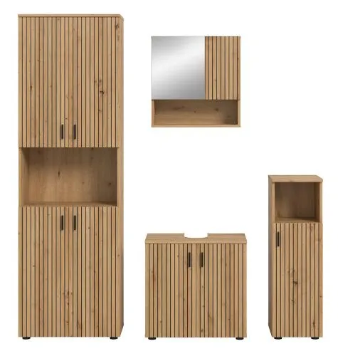 Badkombination Mone | 4-teilig | Artisan Oak mit Aufsatzleuchte