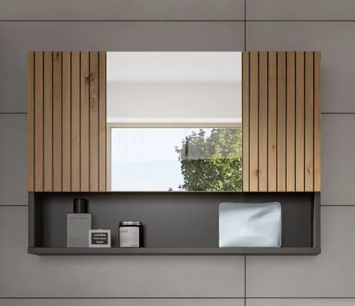 Badkombination Mone | 4-teilig | Basalt grau / Artisan Oak ohne Aufsatzleuchte