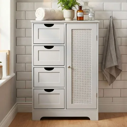 Badschrank Badezimmerkommode Zisan mit Schubkästen | weiß