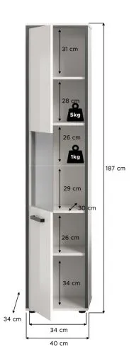 Badschrank Kojak 2 | weiß / weiß Hochglanz | mit Beleuchtung