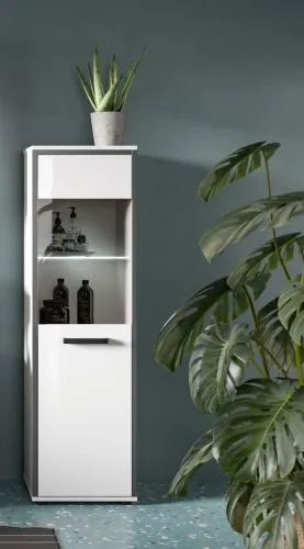 Badschrank Kojak | weiß / weiß Hochglanz | optional Beleuchtung