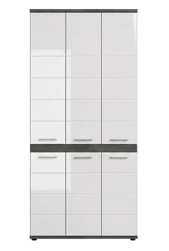 Badschrank Schrank Blake | weiß Hochglanz / Rauchsilber