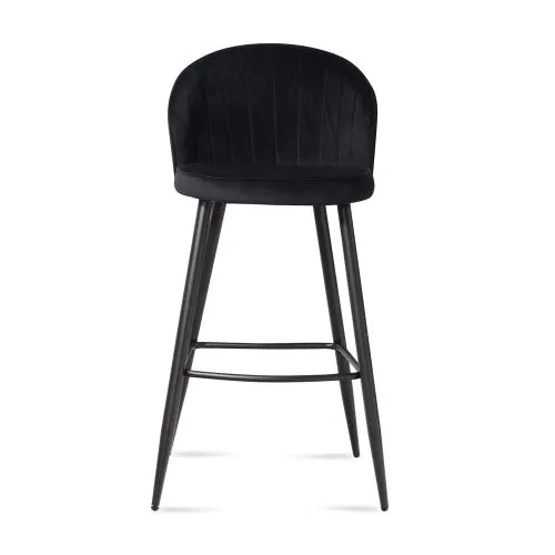 Barhocker 2er Set Shella | mit Fußablage | samt | schwarz