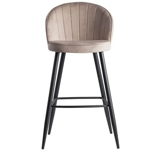 Barhocker Shella | mit Fußablage | samt | beige