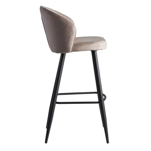 Barhocker Shella | mit Fußablage | samt | beige