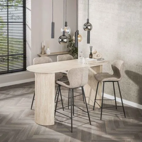 Bartisch Homa | oval | 180 cm | Keramik | Travertin