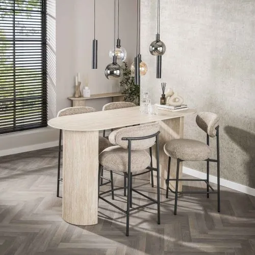 Bartisch Homa | oval | 180 cm | Keramik | Travertin
